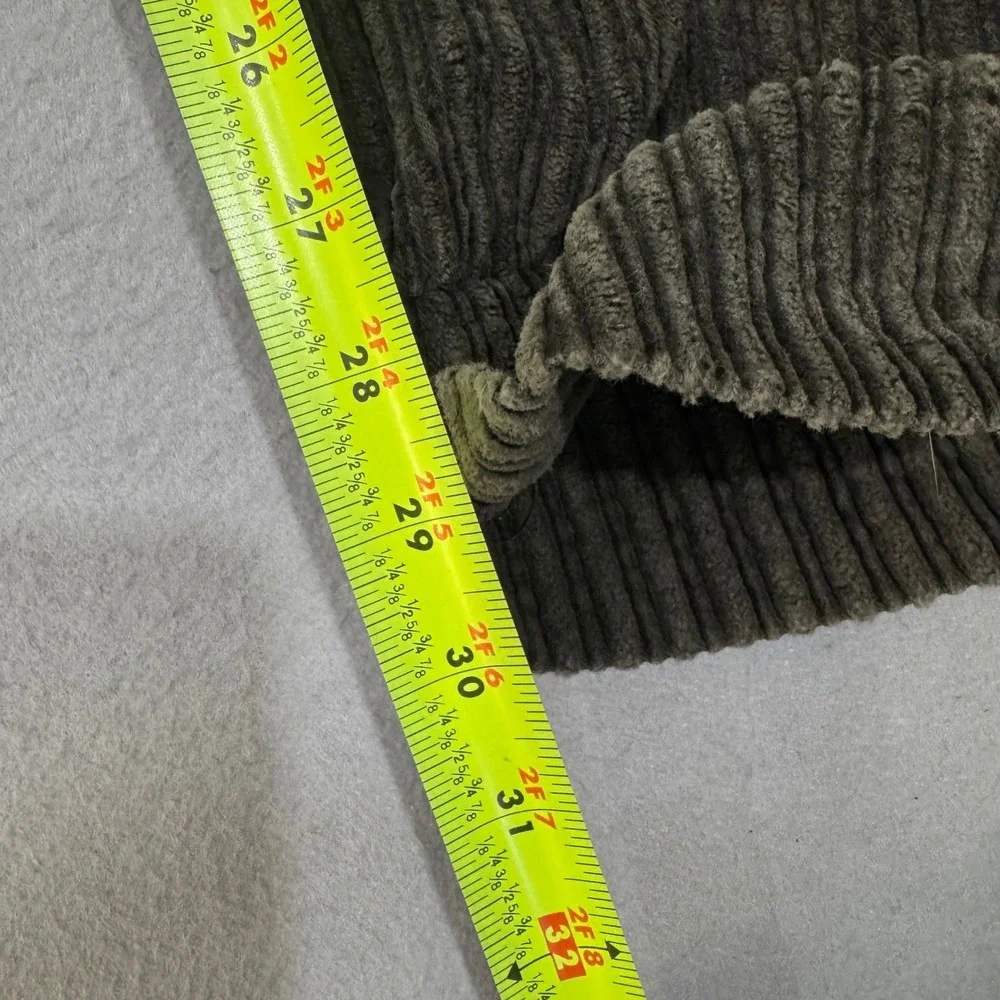 LE COLLEZIONI Collection Corduroy Pants Men 30 Olive Green Wide Wale Pleated